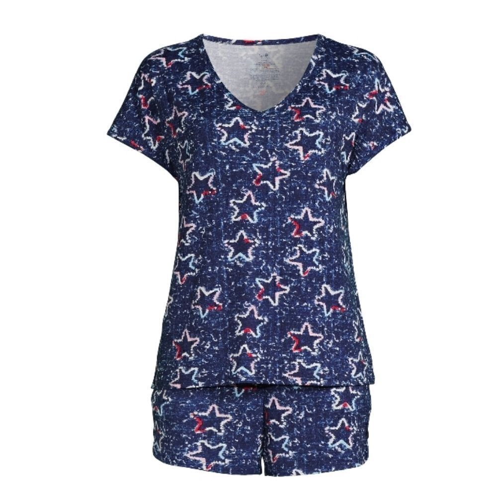 Women's Americana Printed Sleep Lounge Pajama T-Shirt & Shorts 2pc Set Size S